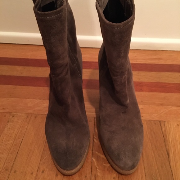 Stuart Weitzman Taupe Suede Wedge Bootie - Picture 2 of 7